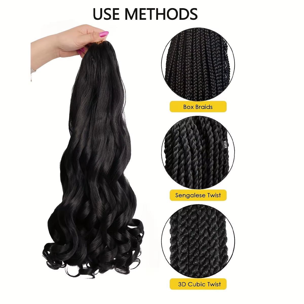 French Curly Braiding Hair Extension, Lightweight Synthetic Wavy Hair Extensions