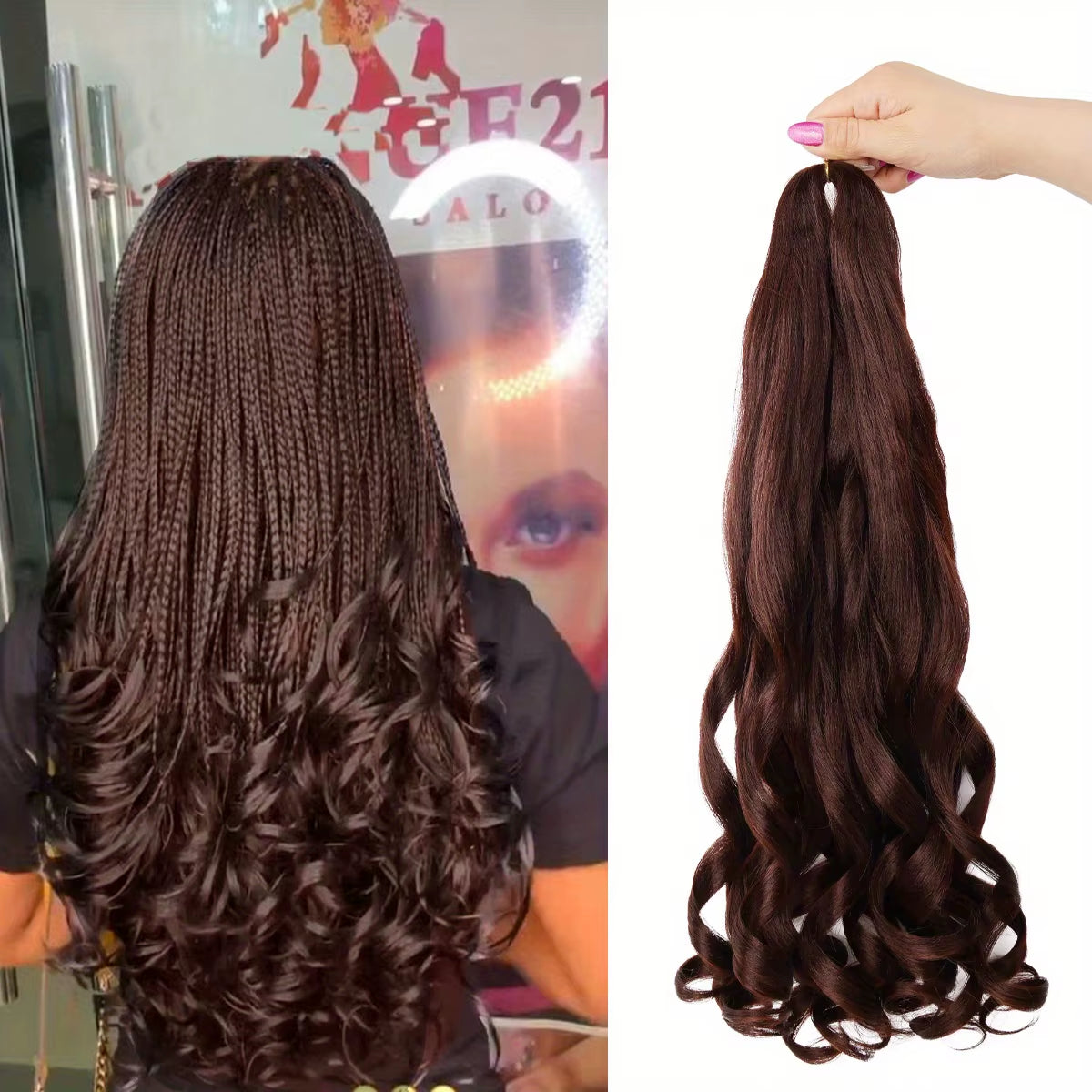 French Curly Braiding Hair Extension, Lightweight Synthetic Wavy Hair Extensions