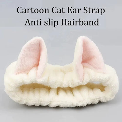 Hairband Cat Coral Plush Headband Cute Soft Hair Bow Headband Hairband Wash Face Makeup Headband Bandage Girl Accessories