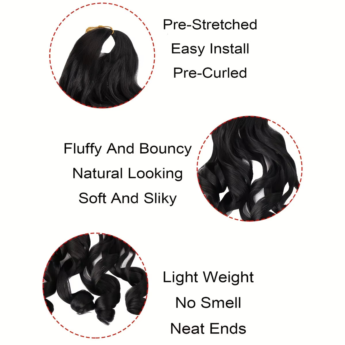 French Curly Braiding Hair Extension, Lightweight Synthetic Wavy Hair Extensions