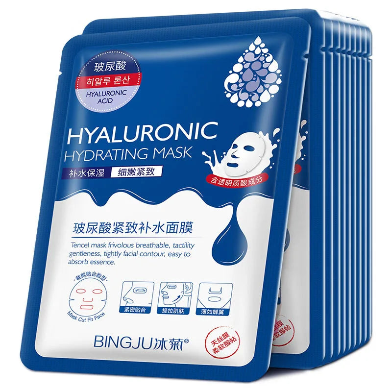 20Pcs Hyaluronic Acid Collagen Face Mask Skincare Moisturizing Firming Hydrating Facial Masks Sheet Mask Korean Skin Care