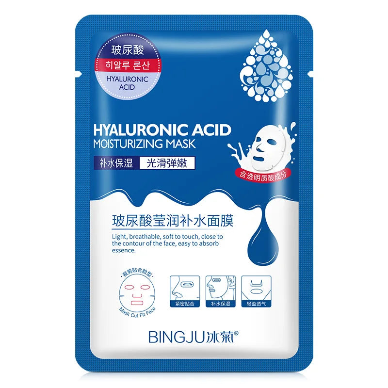 20Pcs Hyaluronic Acid Collagen Face Mask Skincare Moisturizing Firming Hydrating Facial Masks Sheet Mask Korean Skin Care