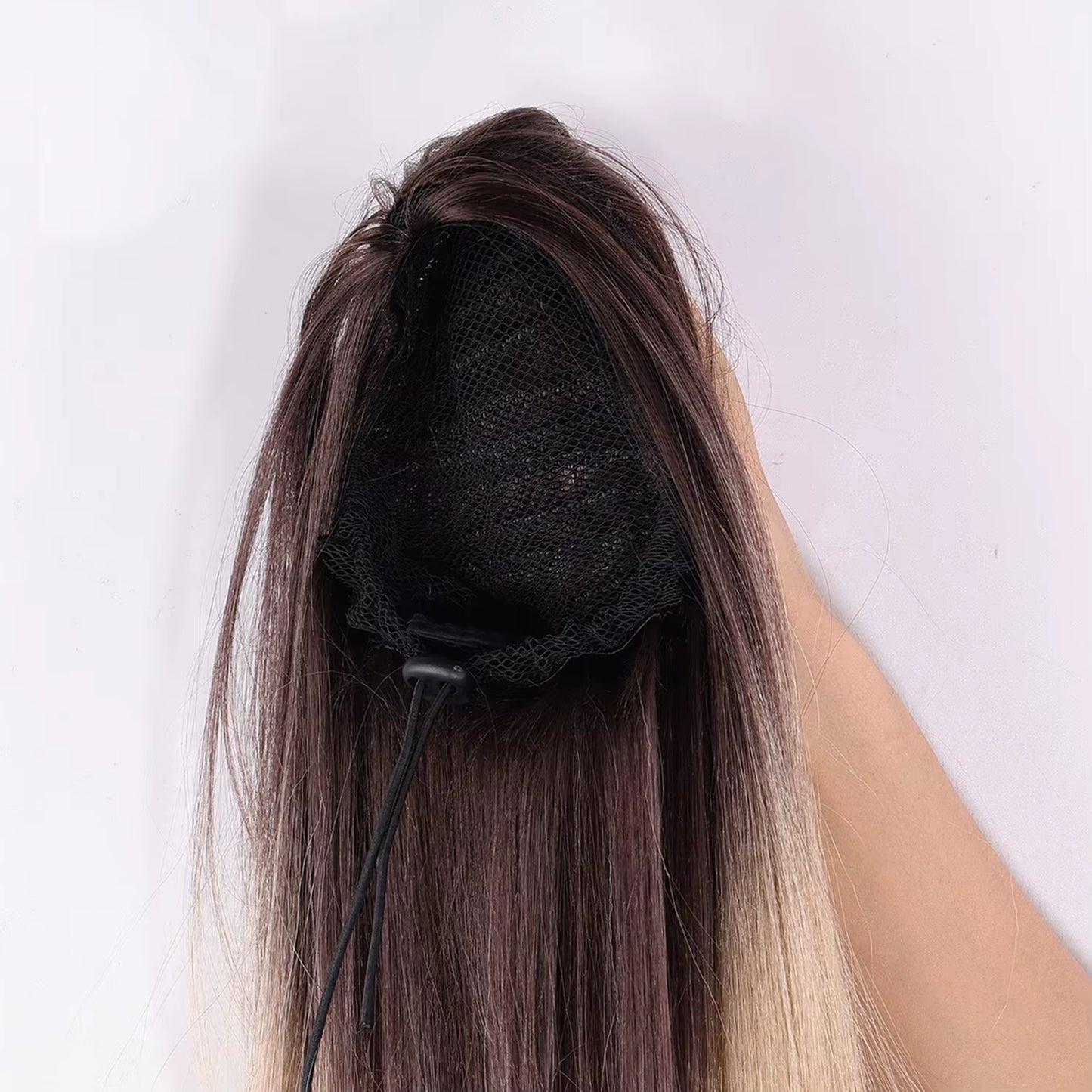 Yaki Straight Ponytail Hair Piece, Clip in Heat Resistant Synthetic Drawstring Ponytail